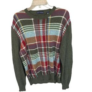 Grant Thomas Sweater‎ Mens Large Green Plaid Wool Long Sleeve Winter